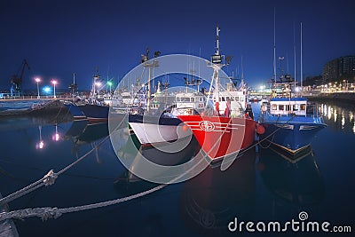 Fishing ships in Santurce port Editorial Stock Photo