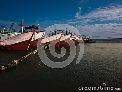 Fishing ships waiting III Editorial Stock Photo