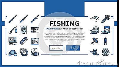 Fishing Shop Products Landing Header Vector Vector Illustration