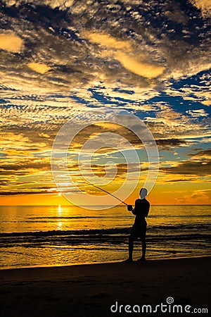 Fishing silhouette Stock Photo