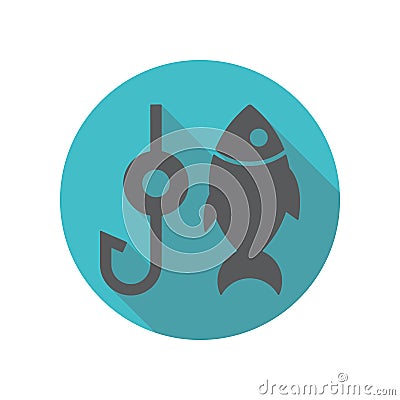 Fishing symbol long shadow icon. Simple thin line, outline vector of restaurant icons for ui and ux, website or mobile application Stock Photo