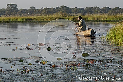 Fishing in the tengrela lake in burkina faso Editorial Stock Photo