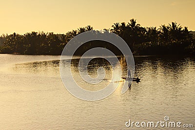 Fishing at Thu Bon river, Quang Nam, Vietnam Stock Photo