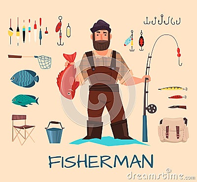 Fishing tools illustration Vector Illustration