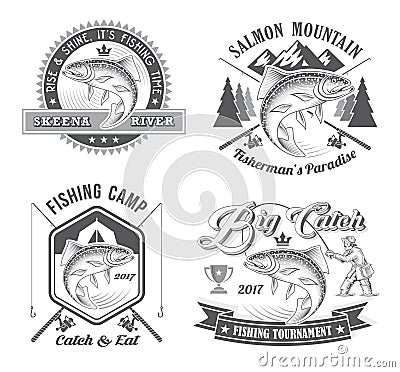 Fishing Tournament Vector Logos Vector Illustration