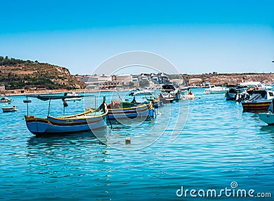 The fishing town of Marsaxlokk Stock Photo