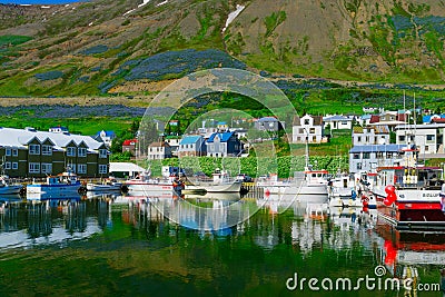 The fishing town Siglufjordur Editorial Stock Photo