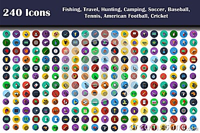 Fishing, Travel, Hunting, Camping, Sport Icon Set Vector Illustration