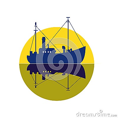 Fishing vessel icon Cartoon Illustration