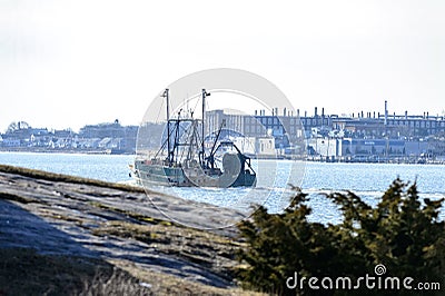 Fishing vessel leaving New Bedford Editorial Stock Photo