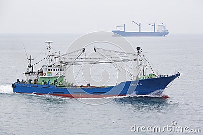 The fishing vessel on the move Editorial Stock Photo