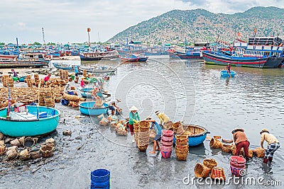Fishing village along the coastline of Vietnam Editorial Stock Photo
