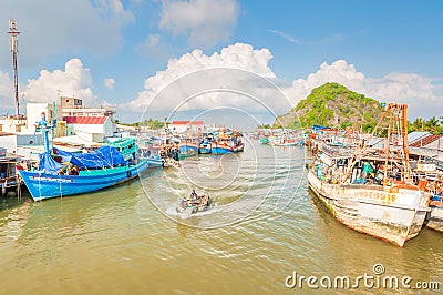 Fishing village along the coastline of Vietnam Editorial Stock Photo