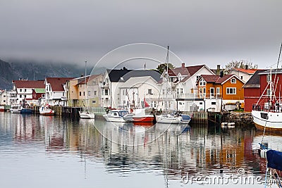 Fishing village Henningsvaer in lofoten, norway Stock Photo