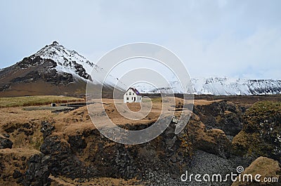 Fishing Village Known as Hellnar on Snaefelssnes Peninsula Stock Photo