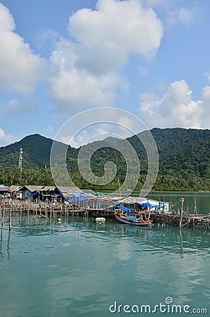Fishing village at Koh Chang Thailand Stock Photo