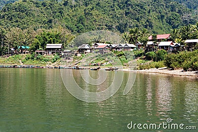 Fishing village Muang Ngoi Neua in Laos Stock Photo