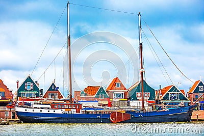 Fishing village Volendam panoramic view Holland Netherlands Stock Photo