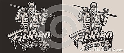 Fishing vintage monochrome design Vector Illustration