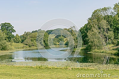 The fishpond at Staunton Harold Hall, Leicestershire Stock Photo
