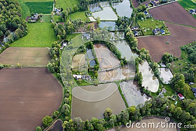 Fishponds in Silesia region of Poland Stock Photo