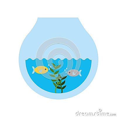 Fishs in aquarium icon Vector Illustration