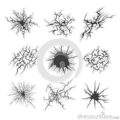 Fissure black cracked holes Vector Illustration