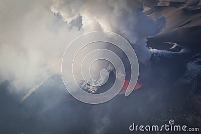 Fissure eruption at Tolbachik volcano Stock Photo