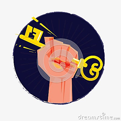 fist hand with key. power of success or entrance concept - vector Vector Illustration