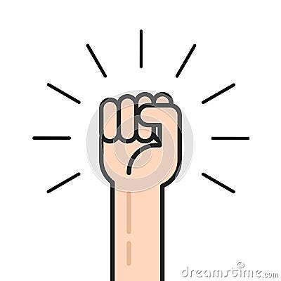 Fist hand up vector icon, concept of win, freedom, revolution Vector Illustration