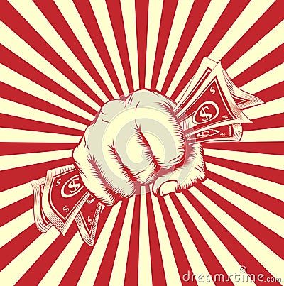 Fist Holding Cash Vector Illustration