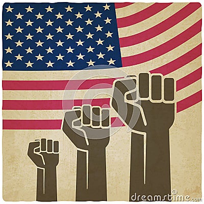 Fist independence symbol American flag old Vector Illustration