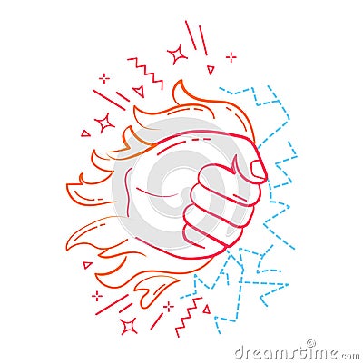 Fist overcoming obstacles, breaking ice Vector Illustration