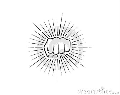 Fist Punch with sunburst Vector Illustration