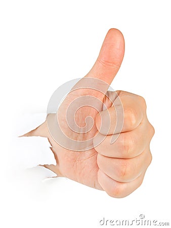 Fist punching paper Stock Photo