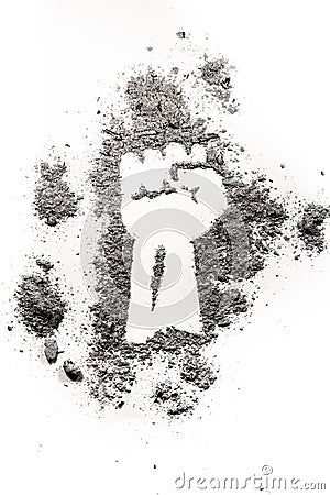 Fist raised drawing made in ash or dust as revolt Stock Photo