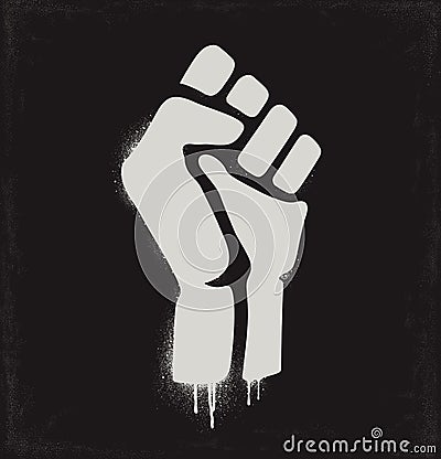 Fist raised in protest. Fist icon isolated on a dark background. Vector illustration Vector Illustration