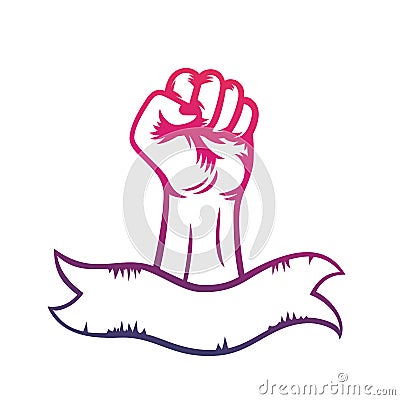 Fist raised in protest, riot, rebellion symbol Vector Illustration