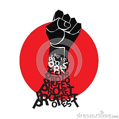 Fist in the red circle. The symbol of protest Vector Illustration