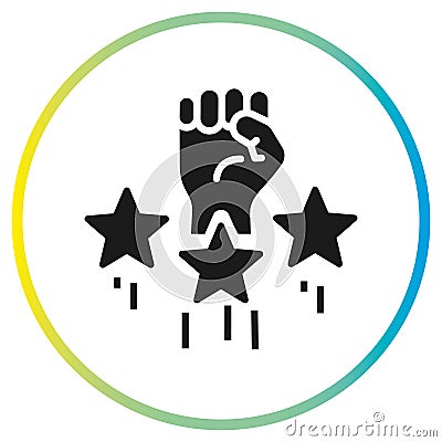 fist with stars icon, high motivation concept, self confidence or determination Vector Illustration