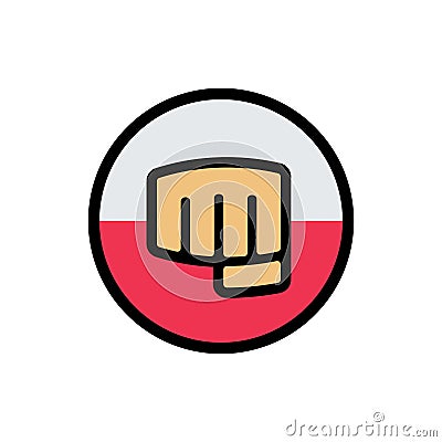 Fist symbol with flag of poland, clenched fist icon, forward punch logo Vector Illustration