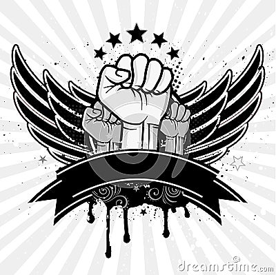 fist and wing Vector Illustration