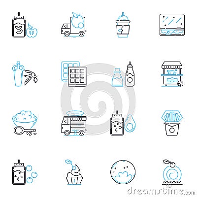 Fit body linear icons set. Strength, Fitness, Flexibility, T, Sculpted, Endurance, Agility line vector and concept signs Vector Illustration