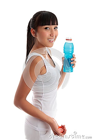 Fit healthy girl with drink Stock Photo