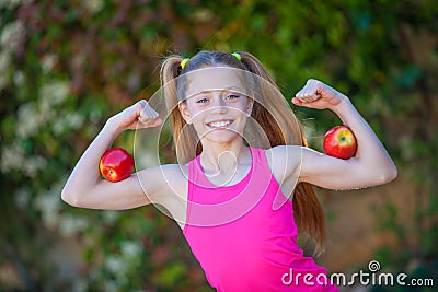 Fit healthy strong girl child Stock Photo