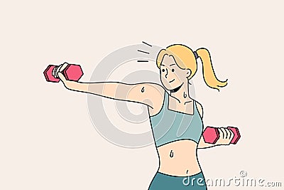 Fit woman with dumbbells training Vector Illustration