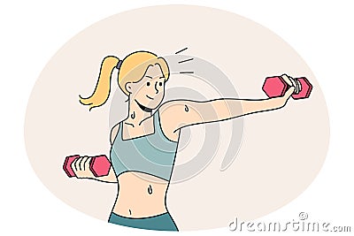 Fit woman with dumbbells training Vector Illustration