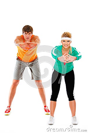 Fit woman and man making sport exercise Stock Photo