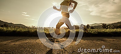 Fit woman running fast Stock Photo