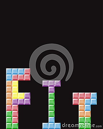 Fit word created with tetris blocks Stock Photo